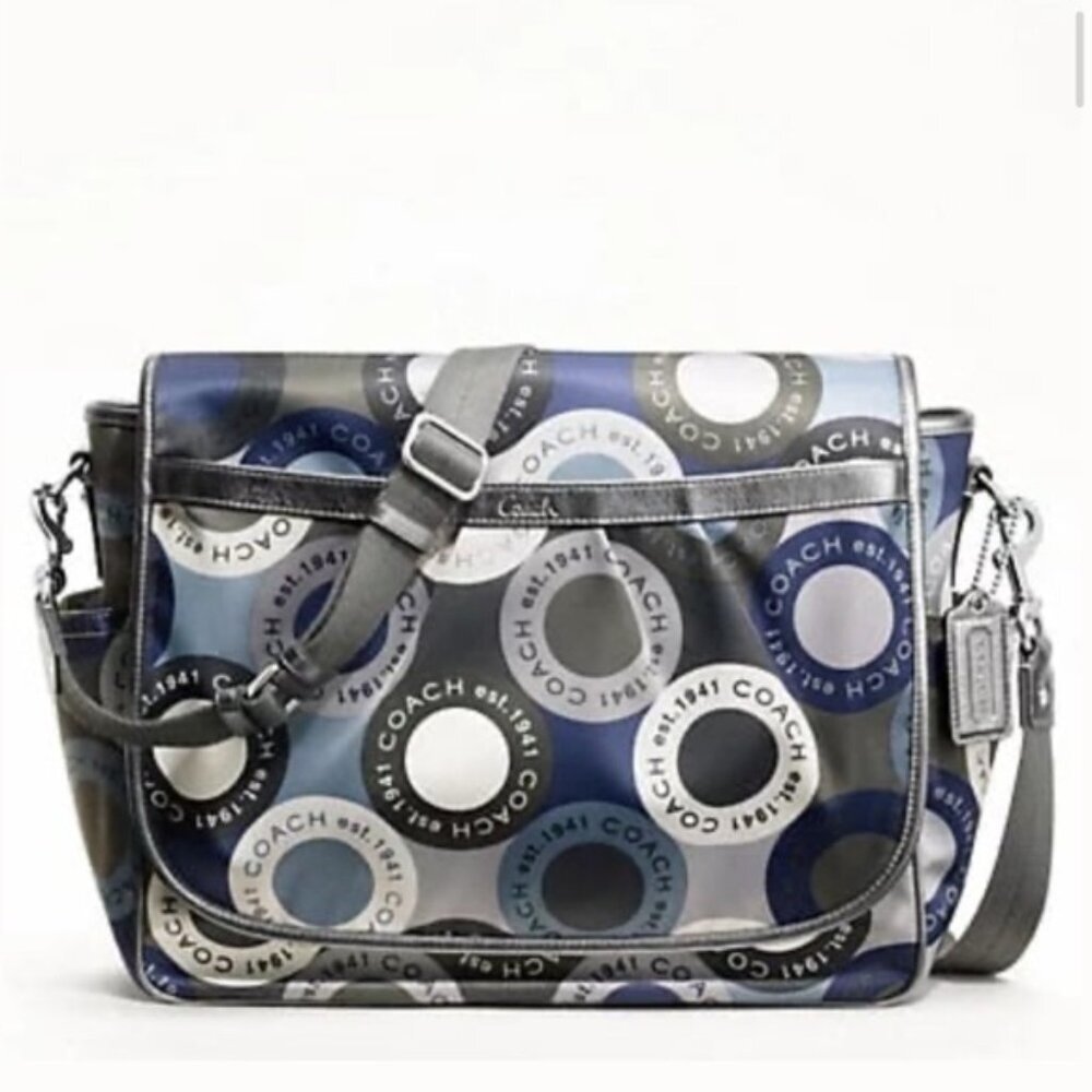 Coach Alexandr Snaphead Satin Leather Messenger Diaper Crossbody Laptop Bag Baby